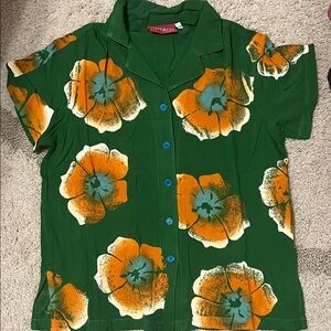Big Bud Press Green floral Pantry Button-Up